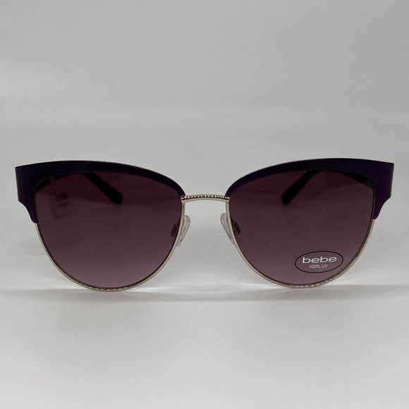 Bebe BB7208 710 Sunglasses Square Cat Eye Metal Gold Purple Berry 55-16-135 $199 main image 5